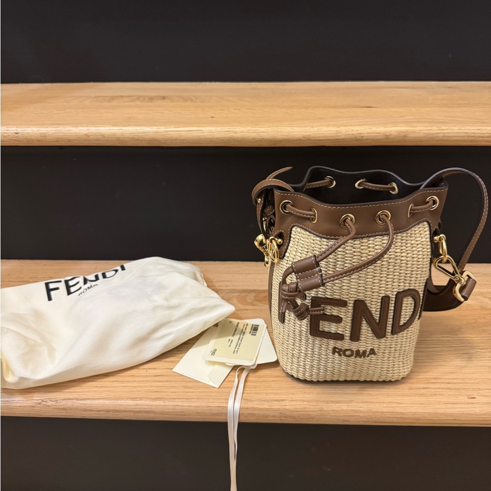 Fendi Beige and Brown Mini Bucket Bag